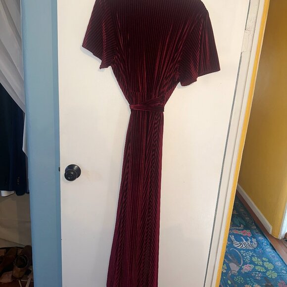 Baltic Born ribbed Burgundy wrap Maxi Dress - Picture 4 of 4